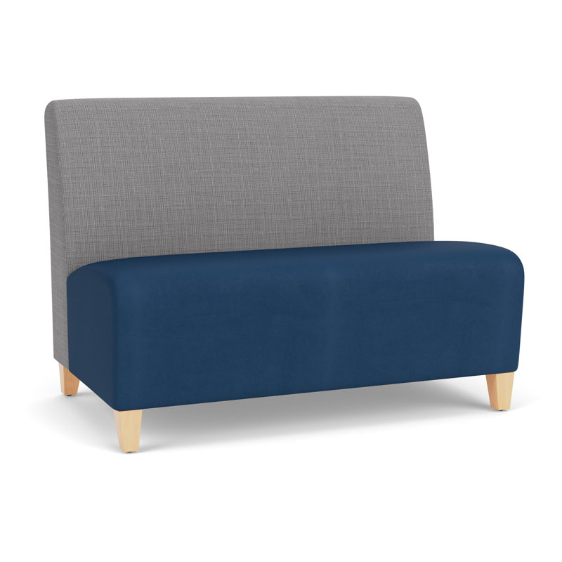 Causeuse sans accoudoirs Ravenna, Chambray gris / Patriot Plus Blue Ridge, Bois naturel