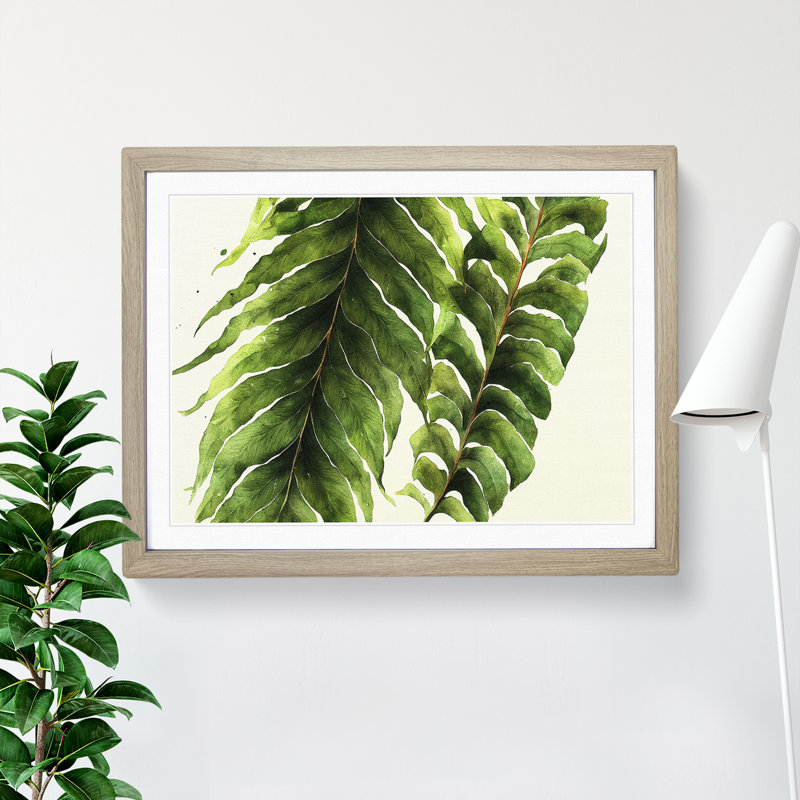 XH1022-9831X Fern Leaf Vol.3 - Single Picture Frame Print, 25cm H x 34cm W x 2cm D, Oak Framed