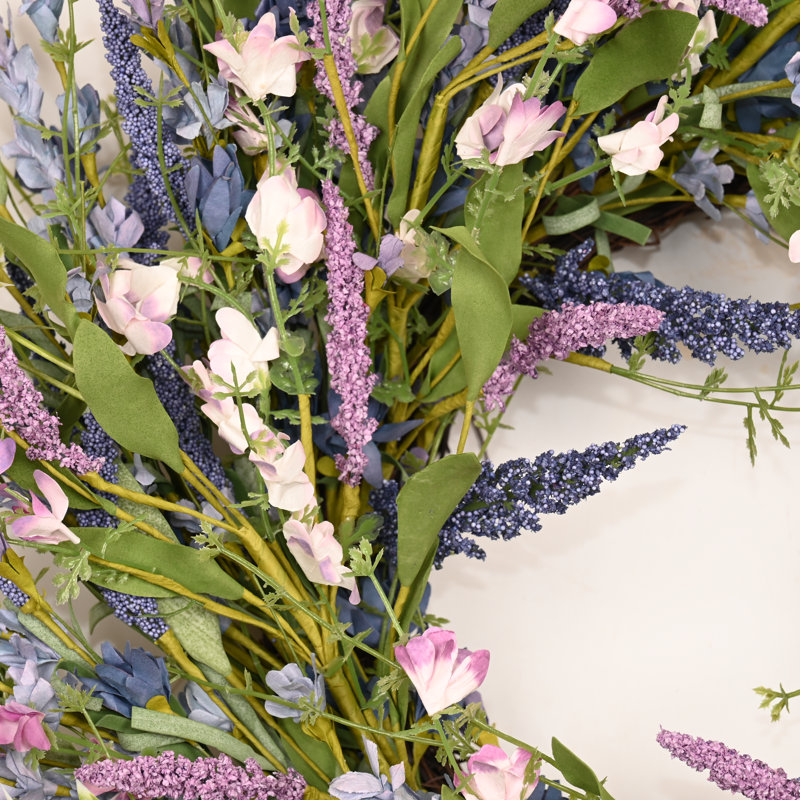 Couronne de porte artificielle 22 po, Vert/mauve
