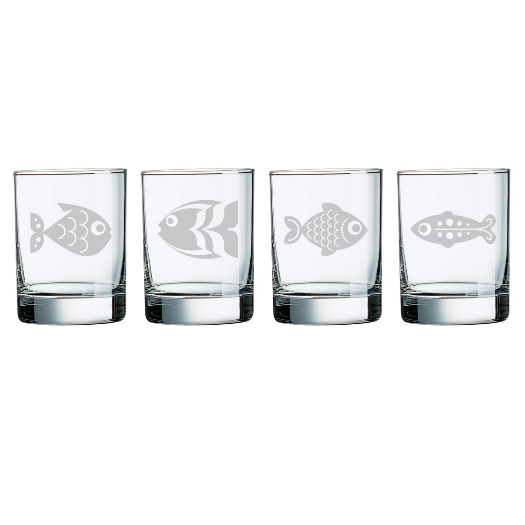 Fish 14oz. Whiskey Glass Set Susquehanna Glass