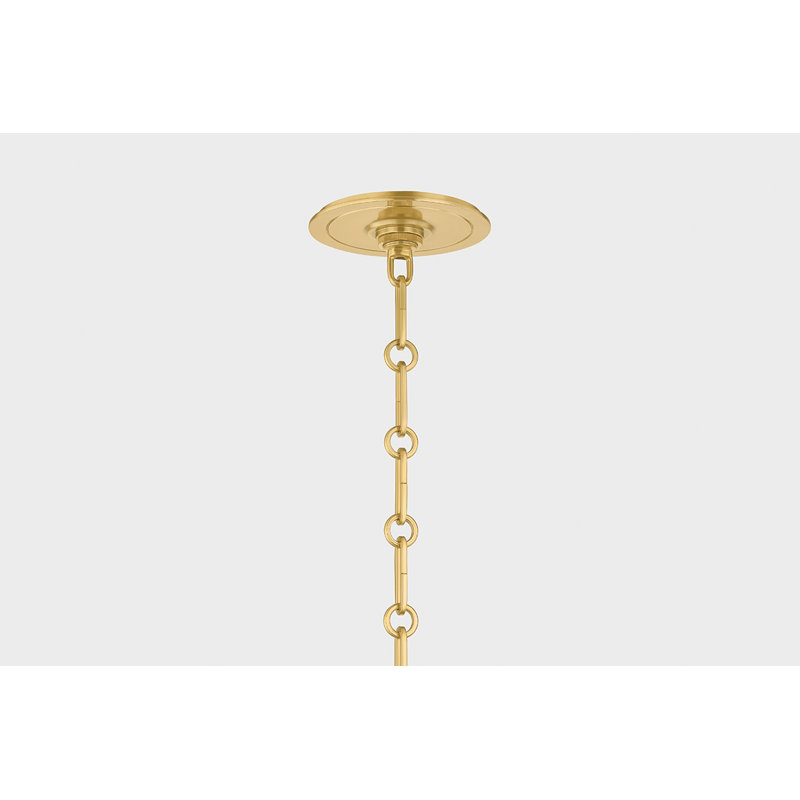 Highclere Pendant in Aged Brass by Mark D. Sikes, Aged Brass/Off-White, 14.5" H x 17.75" W x 17.75" D