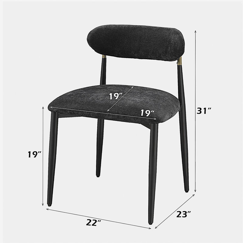 Chaise d'appoint Jaramillo en tissu noir et finition noire (ensemble de 2)