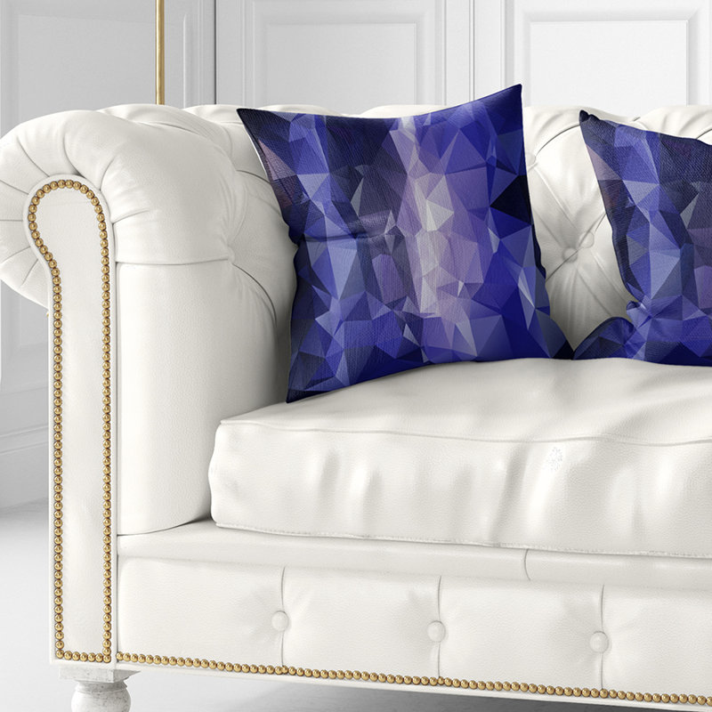 Motif de mosaïque bleue et bleue - Coussin imprimé abstrait, 18 po x 18 po, Coussin décoratif
