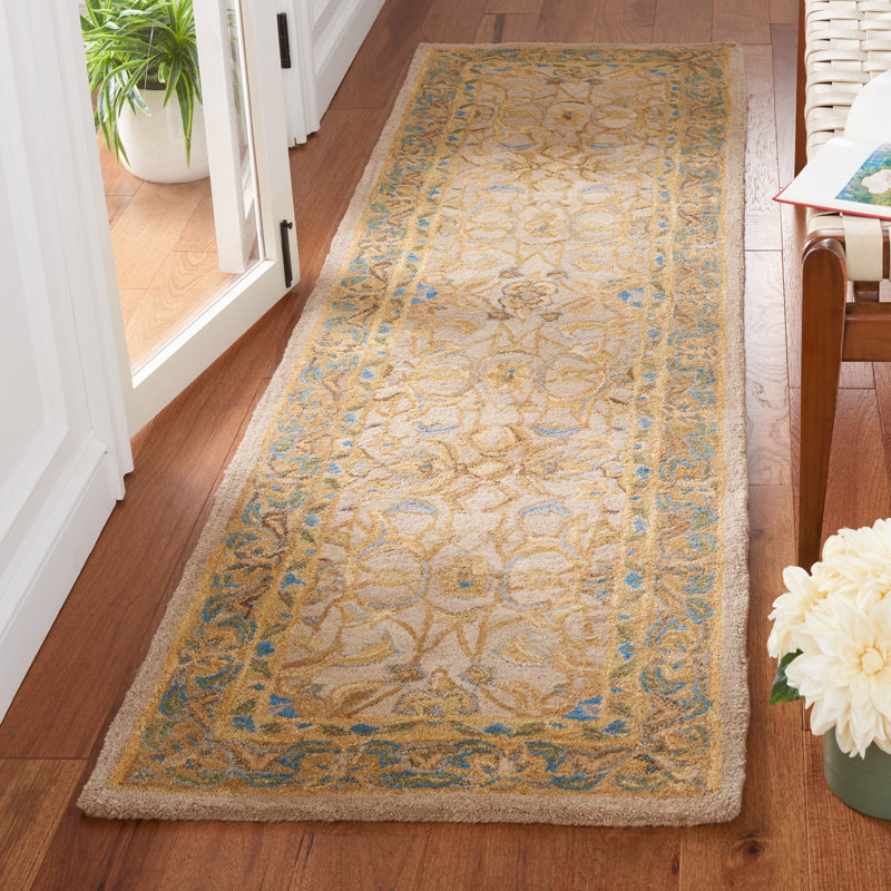 Tapis oriental en laine touffeté à la main Tingley, Tapis de couloir 2 pi 3 po x 8 pi