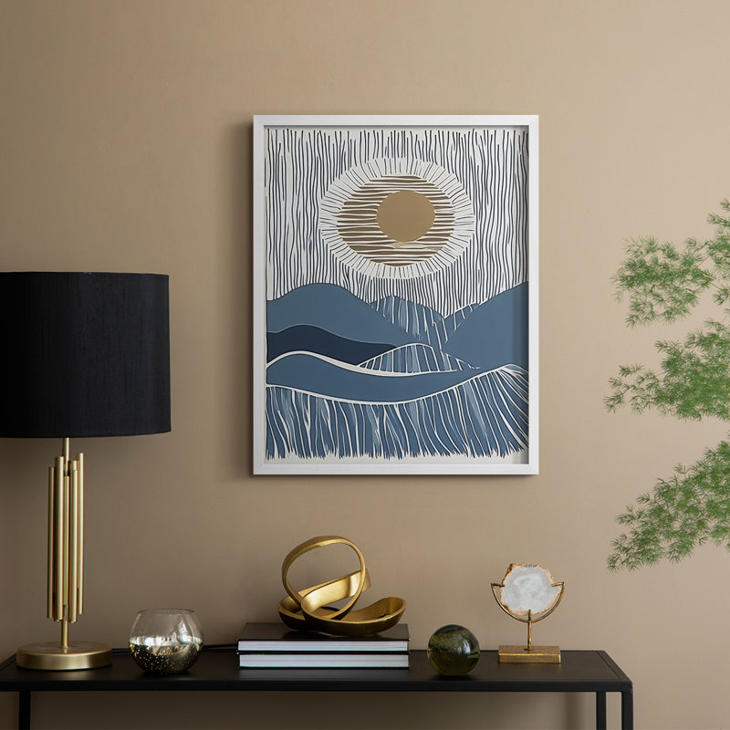 Abstrait, encadré, prêt à accrocher , H 14 po x l 11 po, Blanc