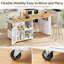 Îlot de cuisine l 74,8 po avec table pivotante à 360 ° extensible et station de charge, îlot de cuisine roulant avec tablettes de rangement latérales et support à verres à vin, roulettes verrouillables-46826133