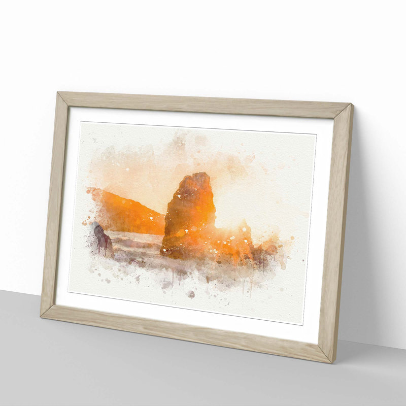 Sunlight over Rodeo Beach in Abstract - Framed Print, 36cm H x 48cm W x 2cm D, Oak Framed