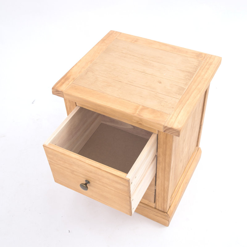 45cm W Solid + Manufactured Wood Bedside Table, Waxed Pine