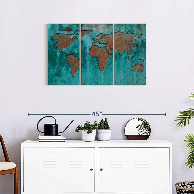 Impression sur mappemonde, impression sur toile, H 20 po x l 33 po x 1,25 po