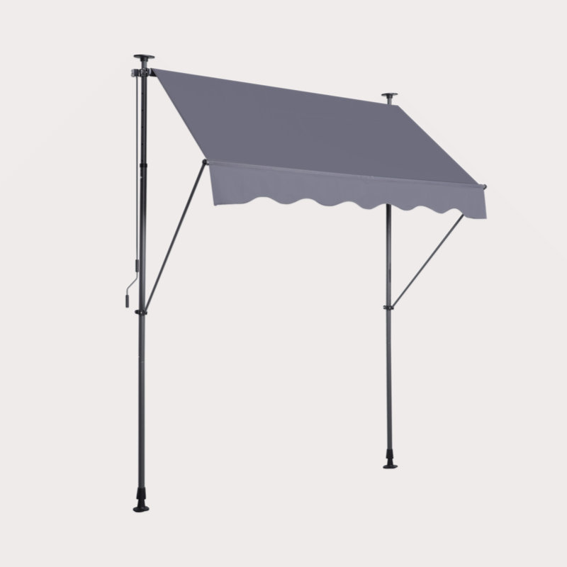 Manual Retractable Awning- Non-Screw Outdoor Sun Shade Cover With UV Protection – 100% Polyester Made Outdoor Canopy Adjustable Patio Door Window Awning Canopy Sun Shade Curtain For Backyard,Gary