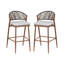 Outdoor 30.25" Seat Height Aluminum Frame Barstools With PE Rattan Scallop-Shaped Backrest, Set Of 2-927363854