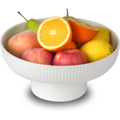 Bol à fruits en céramique sur piédestal avec trous de drainage - Bol décoratif multi-usage