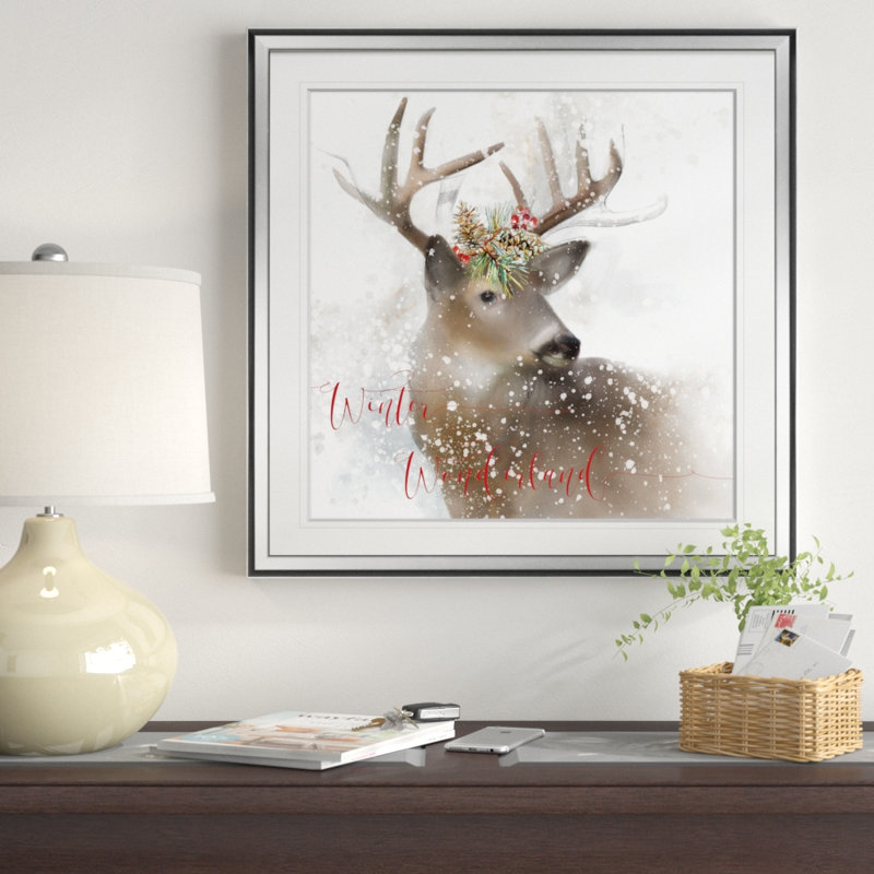 Winter Wonderland Deer - impression, H 28 po x l 28 po x P 1,5 po, argent