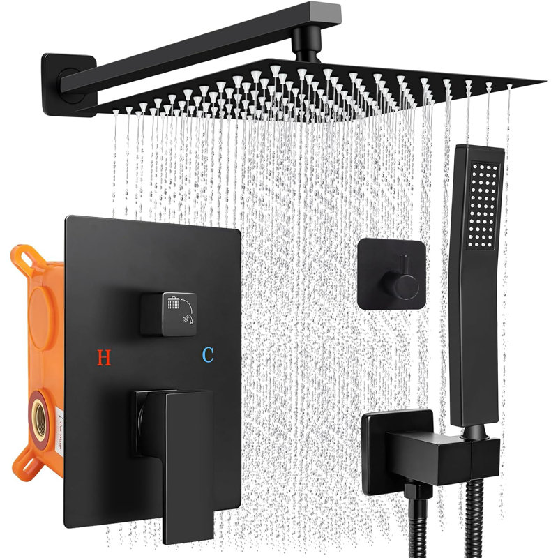 Matte Black Stainless Steel Multi-Head Rain Shower System