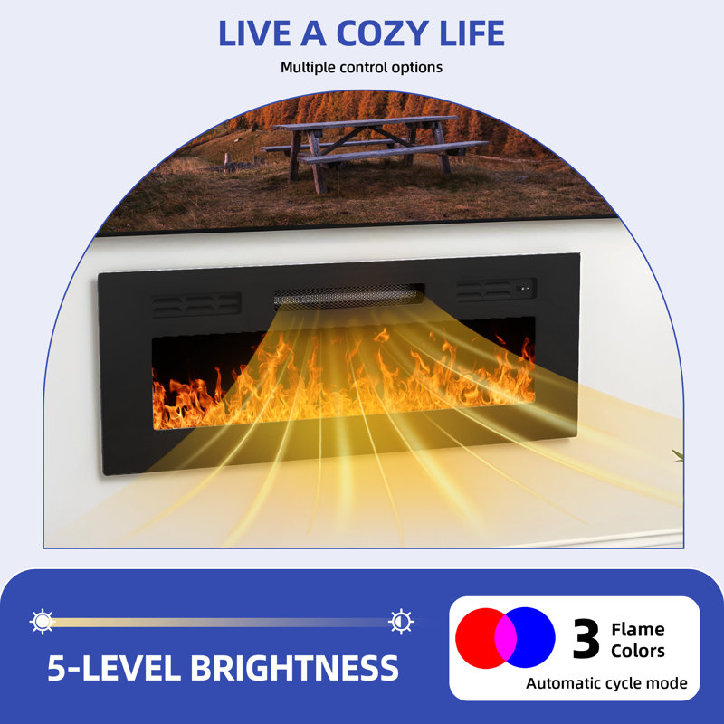 Media consoles with LED lights and electric fireplace