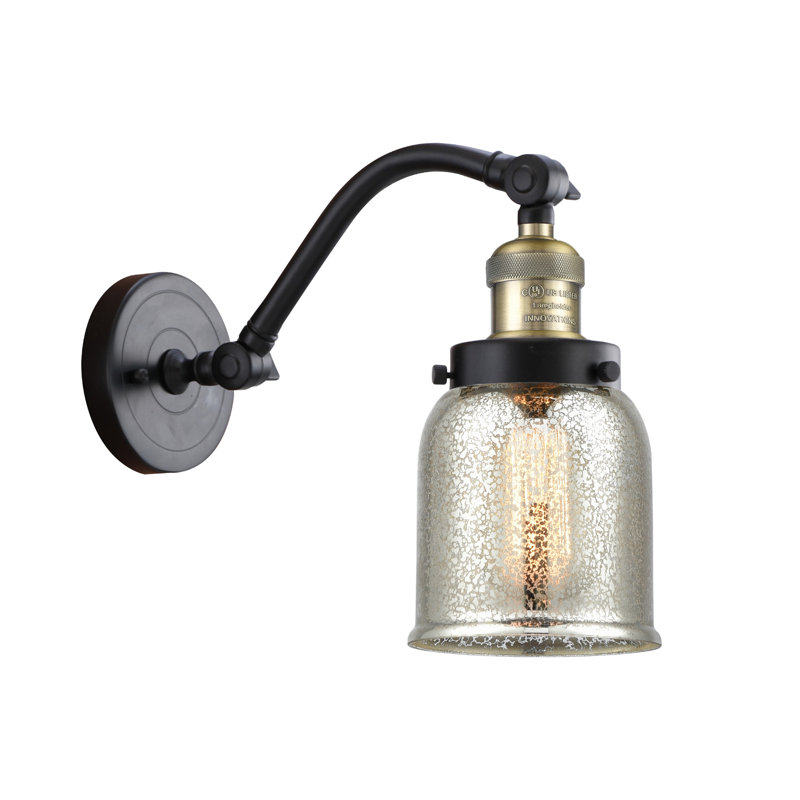 Norberto Armed Sconce, Silver Plated Mercury, 6 Watt Vinage LED Bulb, Black Antique Brass