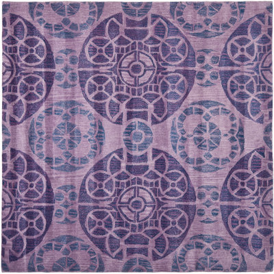 Kouerga Hand Tufted Wool/Viscose Geometric Rug in Purple