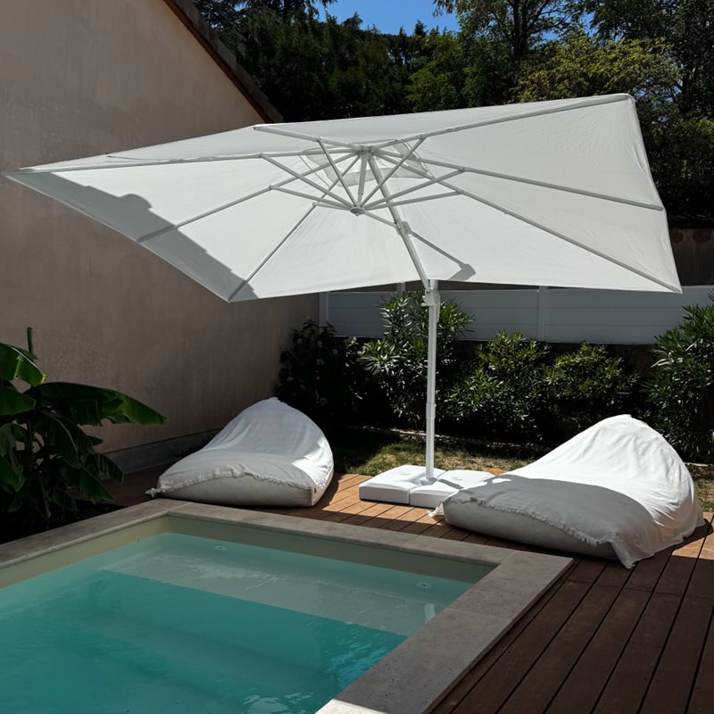 Roric  White Pole 108'' x 132'' Square Economical Large White Umbrella With 360° Rotation, White