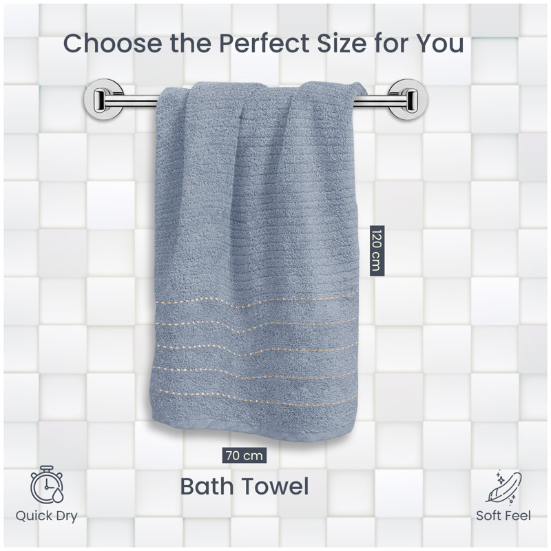 Premium Ribbed Cotton Bathroom Towel Collection, Soft & Plush, Fast Absorbing Hand, Bath Towels & Bath Sheets - 2 Pack