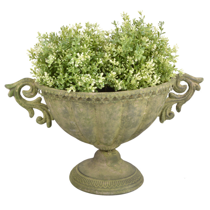 Aged Metal Green Urn Oval (Small)