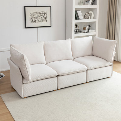 Canapé modulaire en velours côtelé 3 pièces avec coussins Hepworth