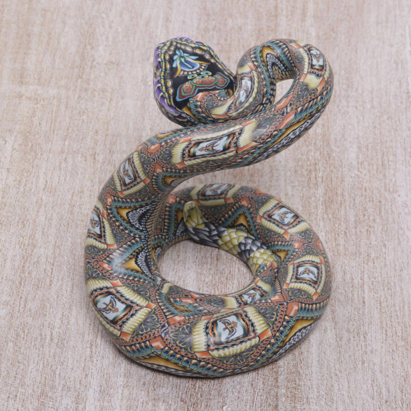 Rattlesnake Polymer Clay Sculpture (4.5 Inch)