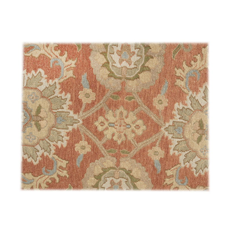 Wool Oriental Area Rug in Rust/Ivory, Rectangle 8' x 10'