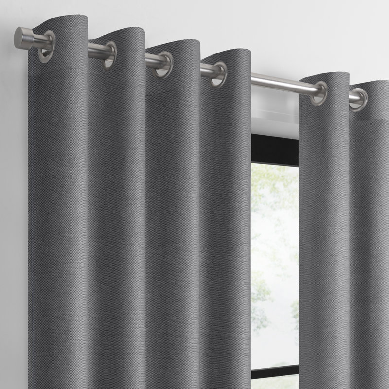 Larissa Solid Grommet Curtain (Single Panel), Dark Gray, 50" W x 95" L