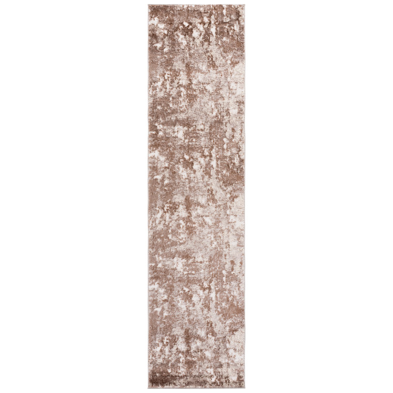 Tapis brun / ivoire Harshman, Tapis de couloir 2 pi 2 po x 9 pi