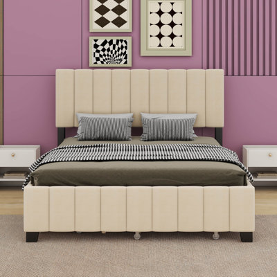 Lilika  Velvet Upholstered Platform Bed With 2 Drawers And 1 Twin XL Trundle -  Everly Quinn, 6F6EE19F876D4DC8905EA5F416AAA2B8