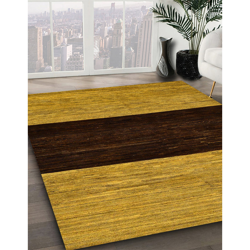 Tapis jaune en laine Power Loom, Carré 3 pi
