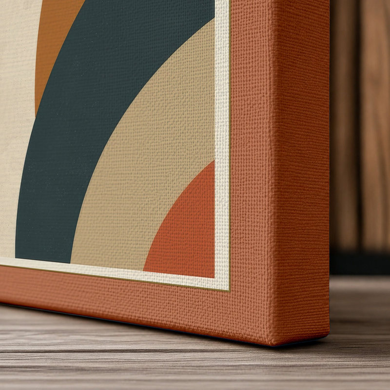 Unfolding Arcs Geometric - Wrapped Canvas, 18x12 - 45.7 x 30.5 cm, Terracotta Border