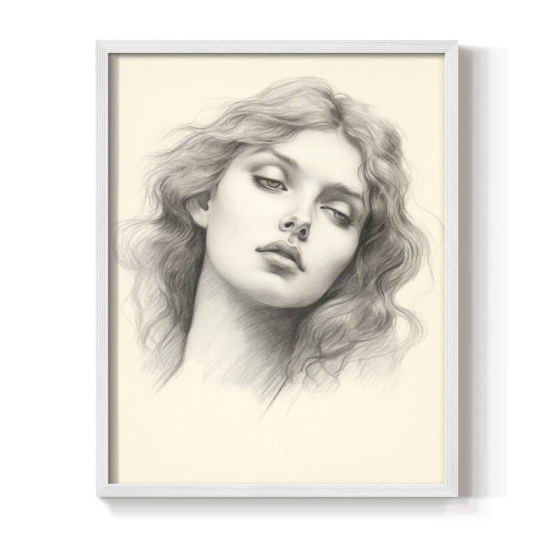 «Vintage Portrait Print II», reproduction encadrée - bois massif, H 21 po x l 17 po, Blanc