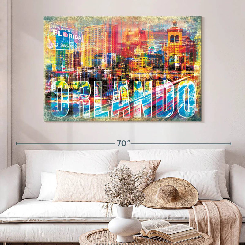 Ravi Orlando paysage urbain grunge, H 34 po x l 51 po