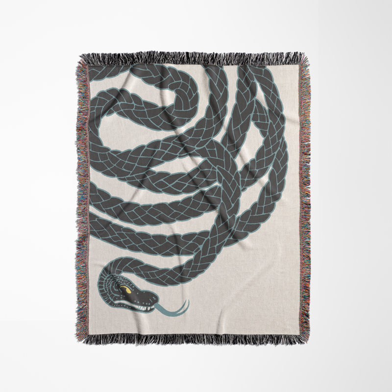 Jeté en mélange de coton Spiga Snake, Gris, L 70 po x l 50 po