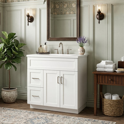 30-Inch Modern Bathroom Storage Vanity With Integrated Sink, 2-Door 2-Drawer Cabinet With Adjustable Shelf And Silent Hardware