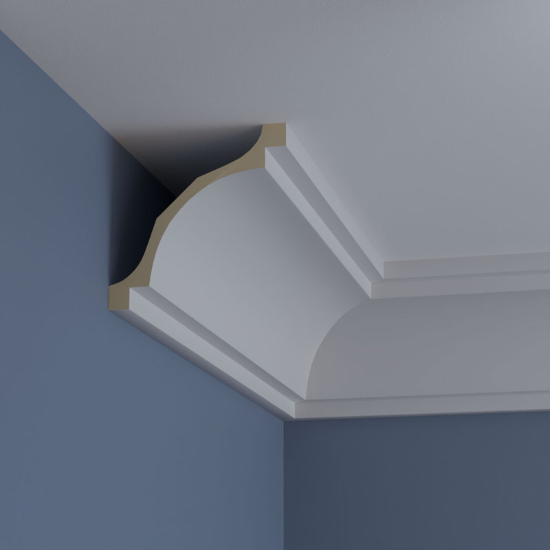 Primed Geometric Urethane Crown Moulding Sample, 12 in
