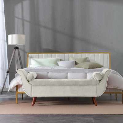 Banc de rangement rétro capitonné de 65 po de long avec design rétro classique