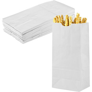 Bag Tek 2lb Paper Bags, 100 Disposable Lunch Bags - Large, for Lunches, Sandwiches, and Snacks, White Kraft Paper Bags, for Shopping, Party Favors, or