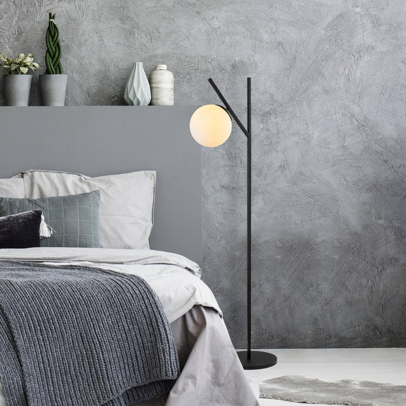 Lampe sur pied arquée 12,18 po Cawe, Noir, Crème