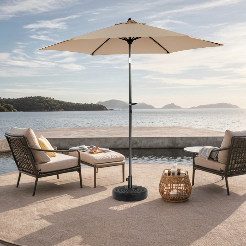 Parasol de table d'extérieur 9 pi avec parasol inclinable et manivelle (base non incluse), Kaki