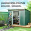 Abriam 8.5 x 6ft Metal Shed with Lightsky Panels Double Doors, Green