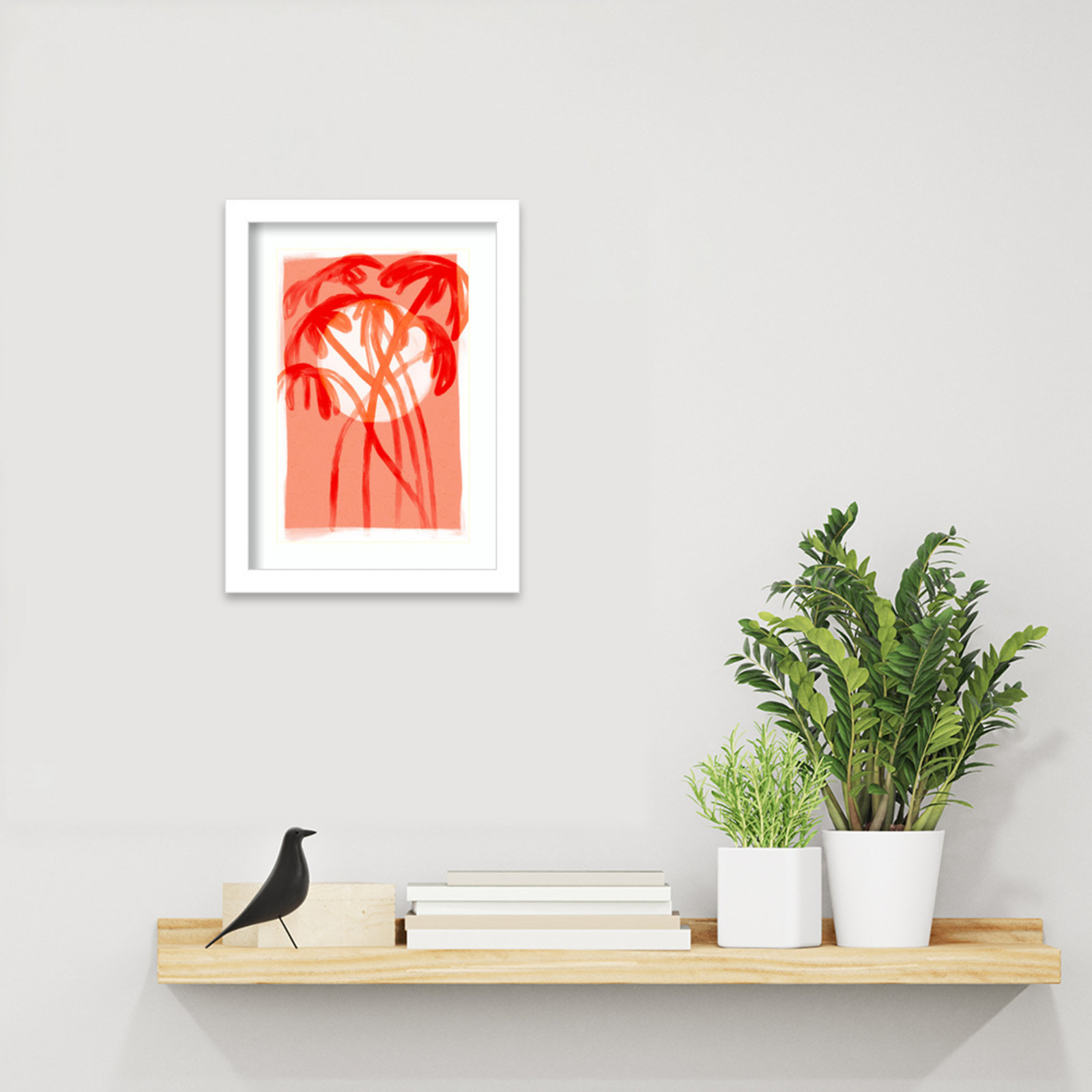 Galya "Palms at Sunset" Print by Treechild, White, 13" H x 10" W