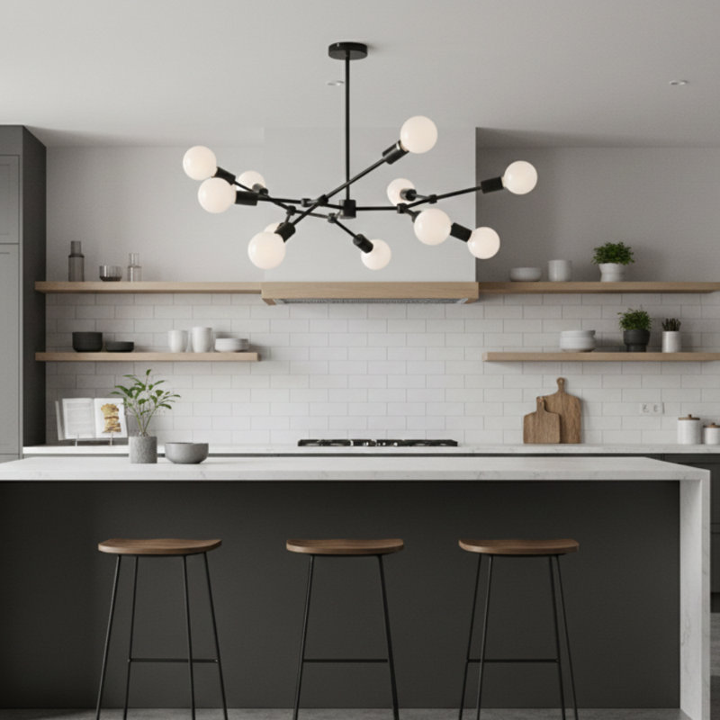 Lustre spoutnik linéaire moderne 9 lumières
