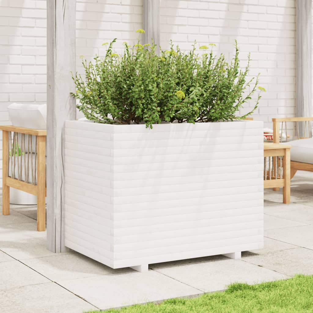 Vidaxl (White, 90 X 60 X 72 Cm) Garden Planter Outdoor Flower Pot Planter Pot Wax Brown Solid Wood Pine - Image 2