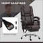 Fauteuil de massage à 6 points de vibration, inclinable chauffant, réglable en hauteur Repose-pieds | Noyer brun | Cuir PU-49060624