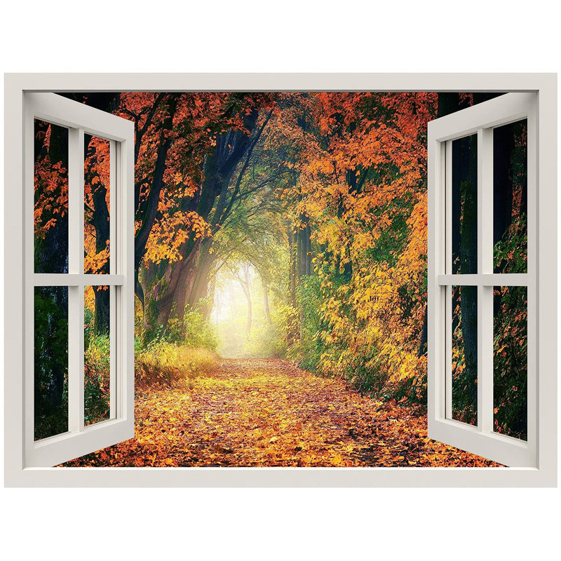 Sentier à travers la forêt d'automne, L 32 po x l 24 po