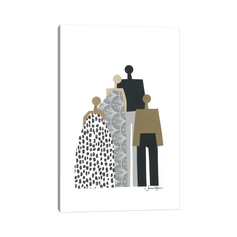 Biracial Family Portrait by LouLouArtStudio - Wrapped Canvas Print, 20.32 cm H x 30.48 cm W