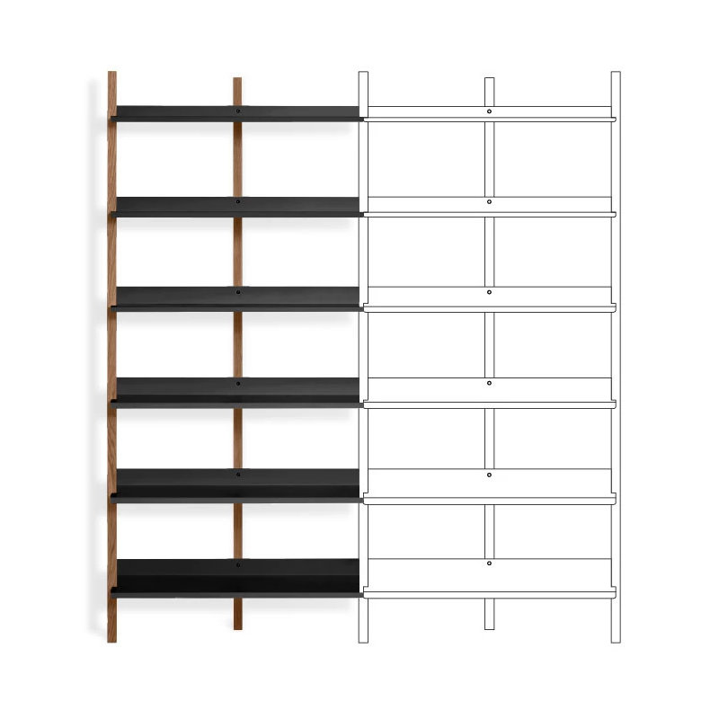 Browser Solid Wood Bookcase, (6 Shelves) 82" H x 37" W x 17" D, Walnut/Oblivion