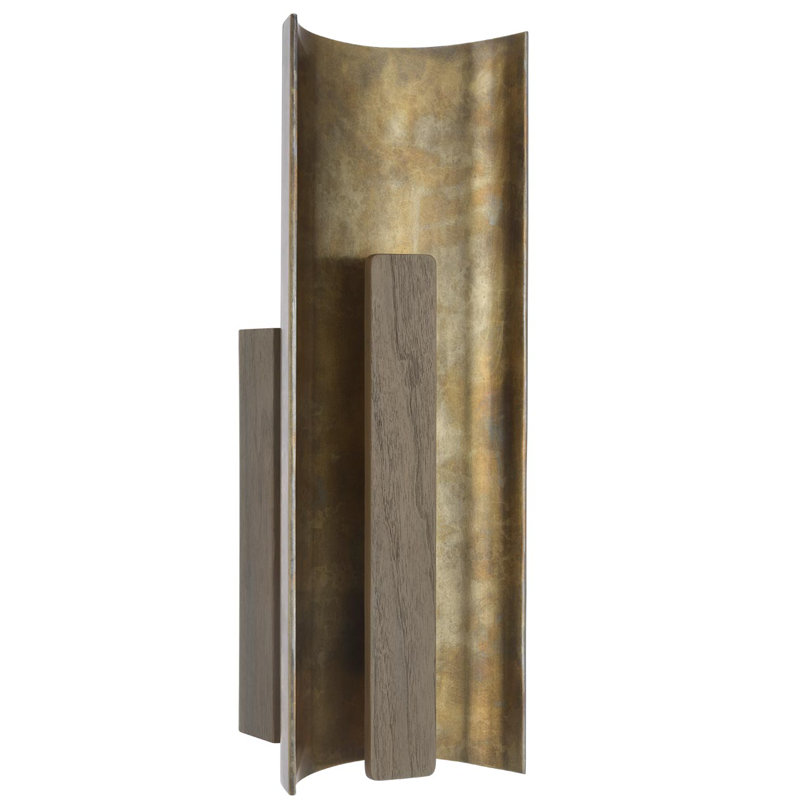 Anne-Marie Barton Remi 18" Sconce, Mottled Brass/Warm Walnut